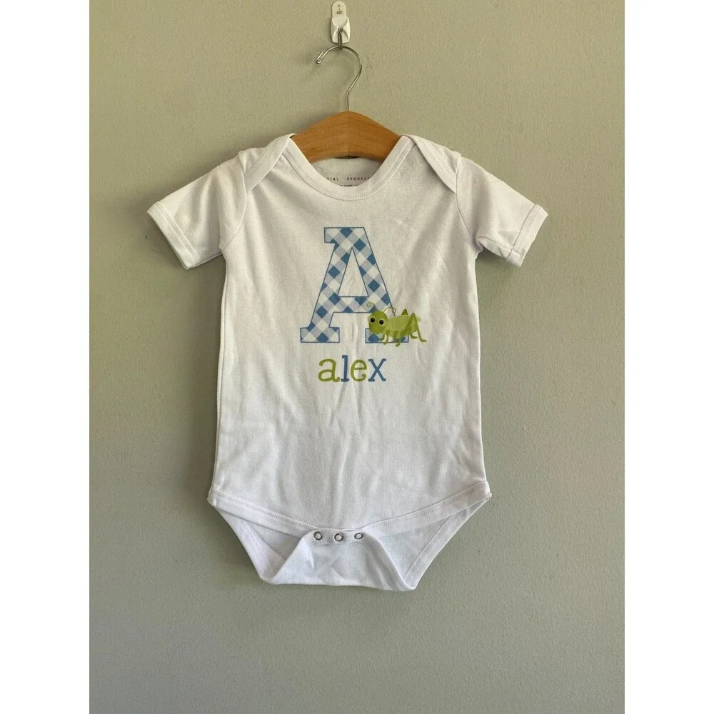 Initial Request A for ALEX Baby Bodysuit Cricket - 100% Cotton & Short Sleeve